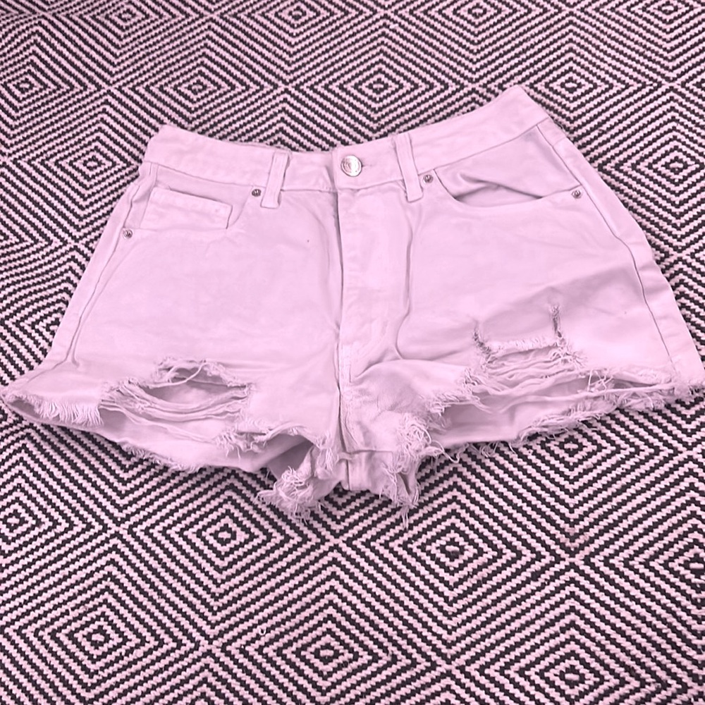 White Ripped Jean Shorts